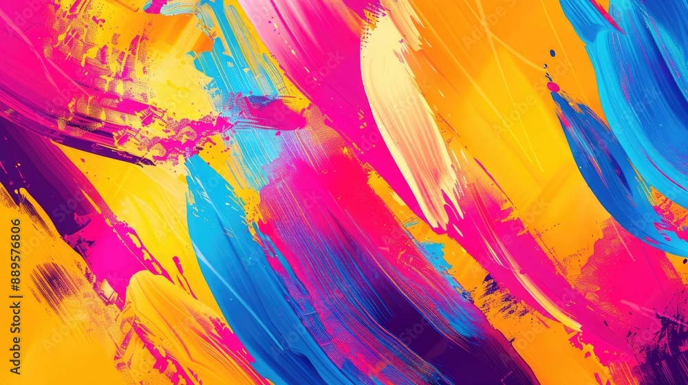 Poster a colorful abstract background with bold, dynamic brushstrokes.