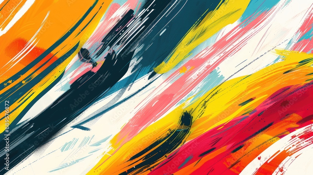 Poster a colorful abstract background with bold, dynamic brushstrokes.