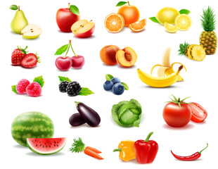 fruits and vegetables icons set