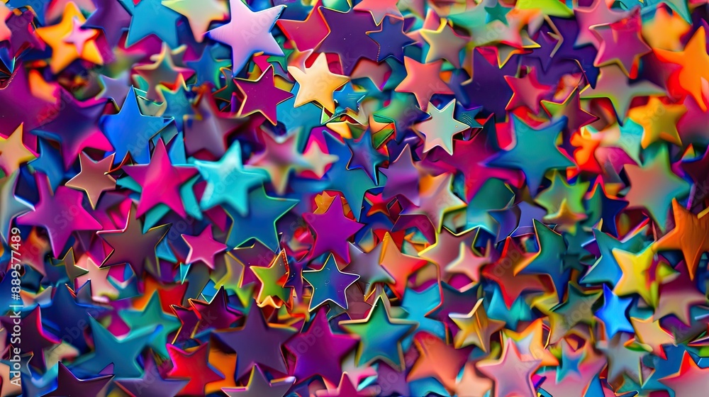 Poster a colorful background with a pattern of whimsical, overlapping stars.
