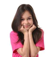 Fototapeta premium Portrait of beautiful girl isolated on white