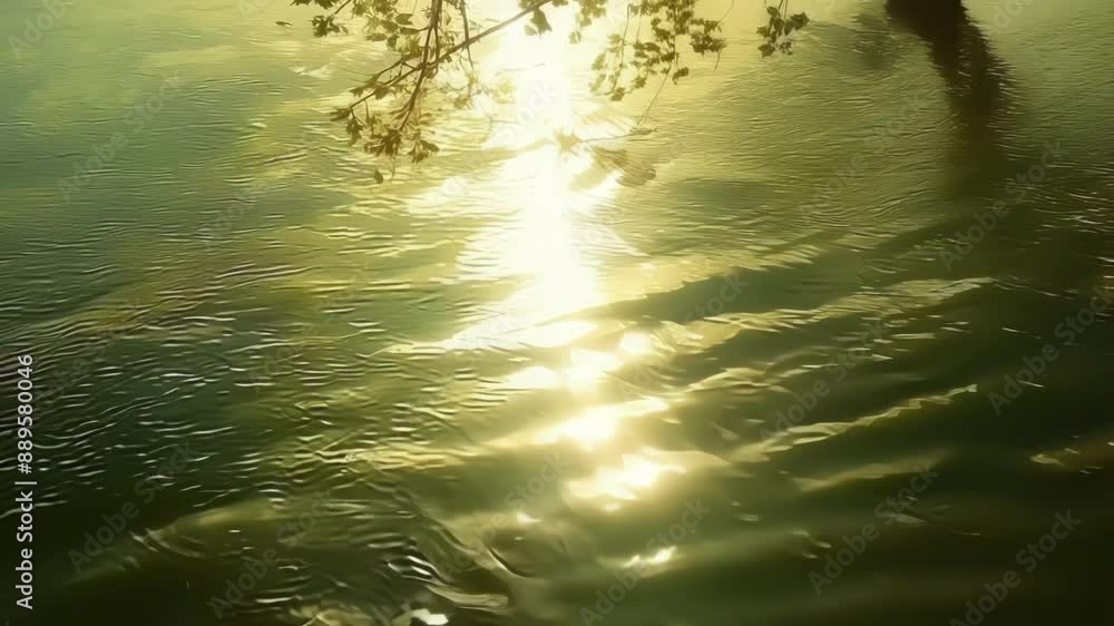 Poster sunlight filtering through the tangled branches and creating a beautiful dappled effect on the calm 