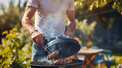Fototapeta premium Man cooking on the grill.