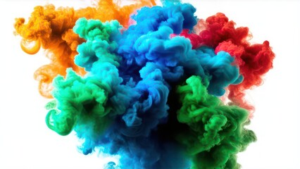 Fototapeta premium Multi-colored smoke on a white background
