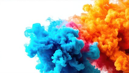 Fototapeta premium Multi-colored smoke on a white background