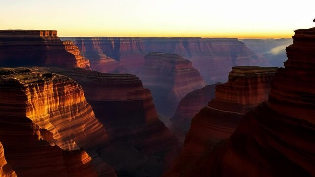 The canyon walls seem to glow as they catch the last rays of sunlight before the night takes over.