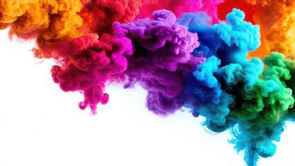 Obraz premium Multi-colored smoke on a white background