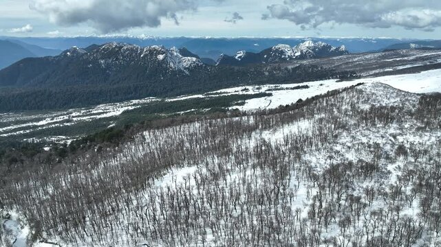 Frozen Mountain At Pucon Los Lagos Chile. Breathtaking Of Iconic Snow Capped Volcano Landscape. Snowy Tourism Swiss Alps Frozen. Snowy Frosty Outdoor. Pucon Los Lagos.
