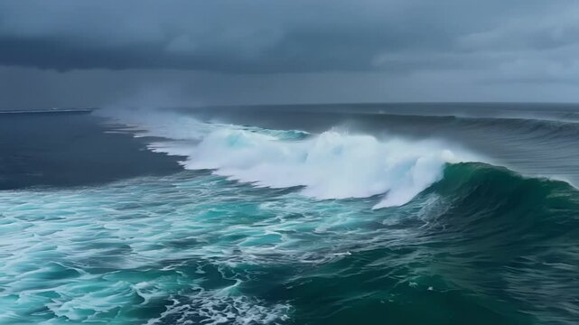 Aerial footage of a turbulent sea storm reveals the power and unpredictability of natures fury.