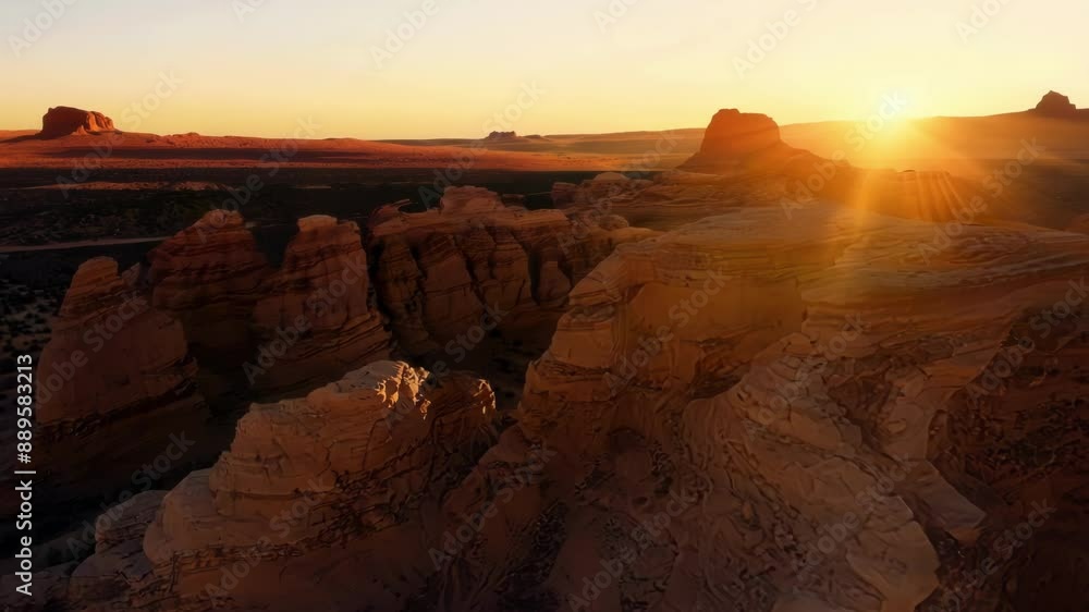 Poster as the sun sets the shadows of the rocky outcrops dance across the landscape creating a mesmerizing 