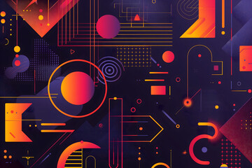 Futuristic geometric shapes different pattern with gradient colors Abstract background Concept