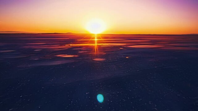 As the sun lowers the colors of the sky intensify reflecting off the salty surface of the flats and creating a dreamlike atmosphere.