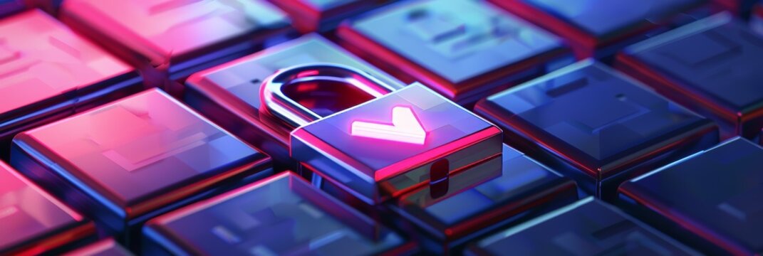 Ultra sharp photo of padlock icon integrated with checkmark, symbolizing website security