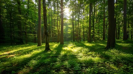 Obraz premium Sunlight Dappling Through a Lush Forest