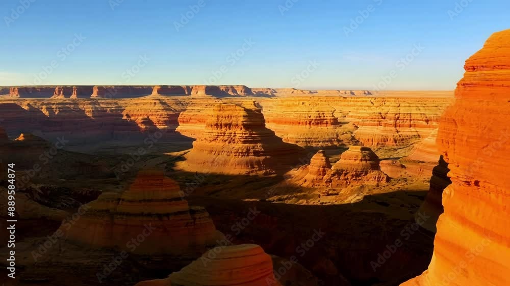 Poster a panorama of colorful sandstone monoliths each with its own unique shape and size creating a stunni