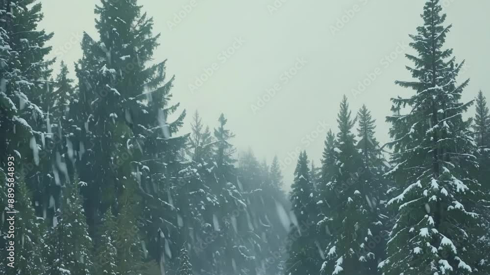 Poster a silent and serene forest the only sound being the occasional rustling of snow falling from branche