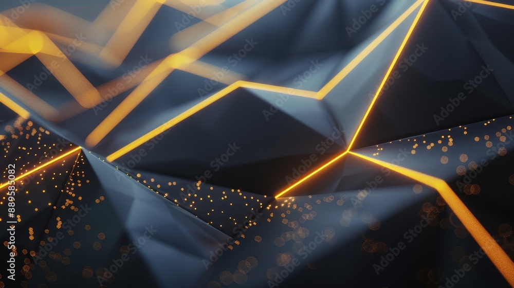Poster abstract geometric pattern with glowing lines and dots.