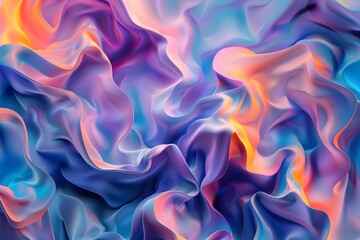 Fototapeta premium Captivating Abstract Fluid Gradient Pattern with Vibrant Hues of Blue Purple and Orange 3D Render in Minimalist Futuristic Studio Backdrop