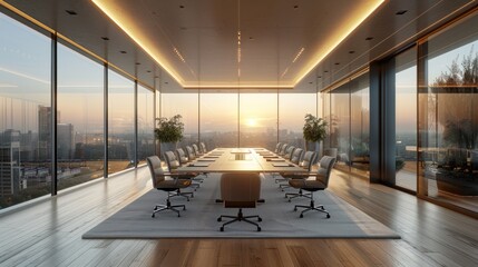 Modern Office with Panoramic City View
