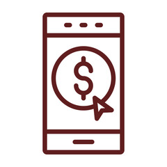  Mobile Vector Line Maroon Icon Design