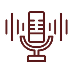  Voice Recorder Vector Line Maroon Icon Design