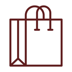  Shopping Bag Vector Line Maroon Icon Design