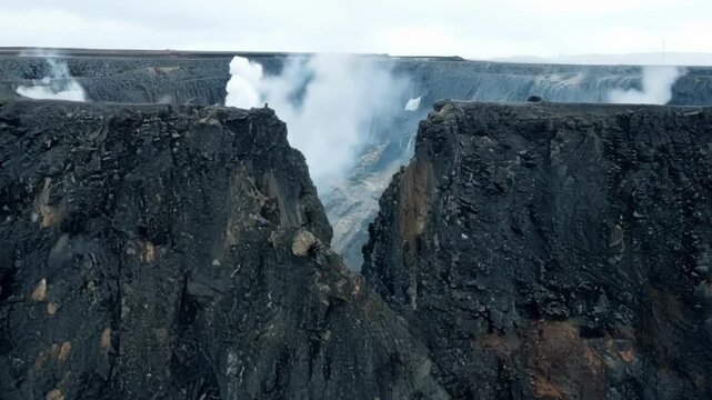 Crumbling cliffs of volcanic ash reminding us of the power and unpredictability of nature.