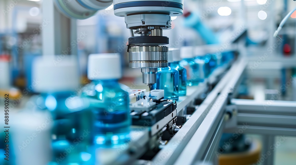 Aufkleber automated bottling process in a modern factory