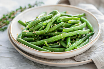 stir green beans with garlic