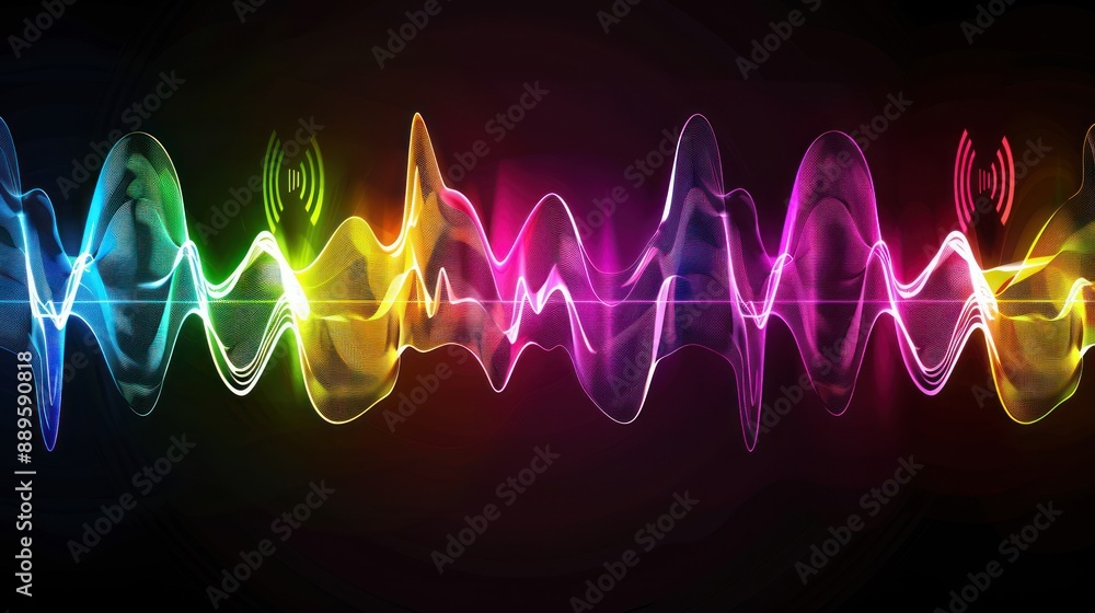 Poster abstract colorful sound wave pattern