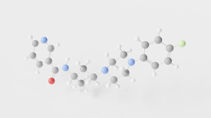 niaprazine molecule 3d, molecular structure, ball and stick model, structural chemical formula sedative-hypnotic drug