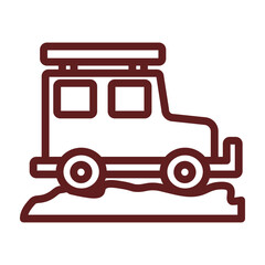 Safari Tours Vector Line Maroon Icon Design