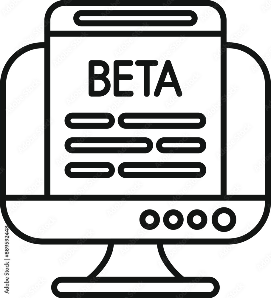 Sticker Desktop computer displaying a beta software version, representing the testing and feedback phase of software development