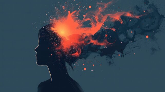 Forgetfulness mental sickness, brain illness, flat design illustration