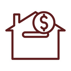 Real Estate Investment Vector Line Maroon Icon Design