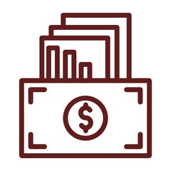 Financial Modeling Vector Line Maroon Icon Design