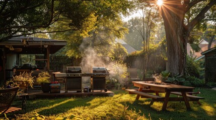 Obraz premium Garden barbecue for the neighborhood
