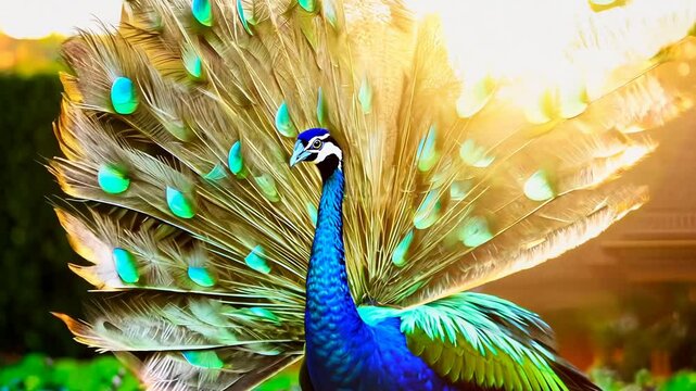 peacock with feathers