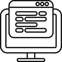 Clean and simple icon of a computer screen displaying lines of code, perfect for projects related to programming and software development