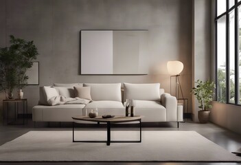 walls interior light living table sofa Background concrete colored room