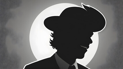 Comedian Silhouette logo icon on white background. Generative AI