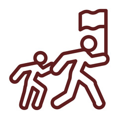 Leadership Development Vector Line Maroon Icon Design