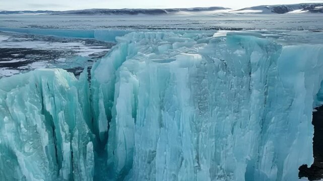 From above its hard to fathom the scale of these massive ice formations stretching for miles and towering over the rugged terrain.