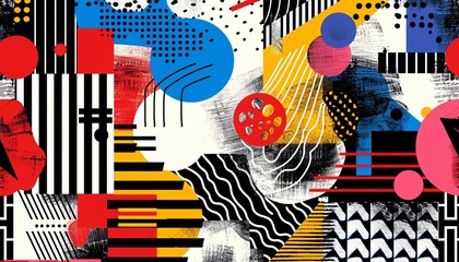 Naklejka premium Vibrant abstract art with geometric shapes, bold colors, and dynamic patterns. Ideal for modern backgrounds and creative projects.