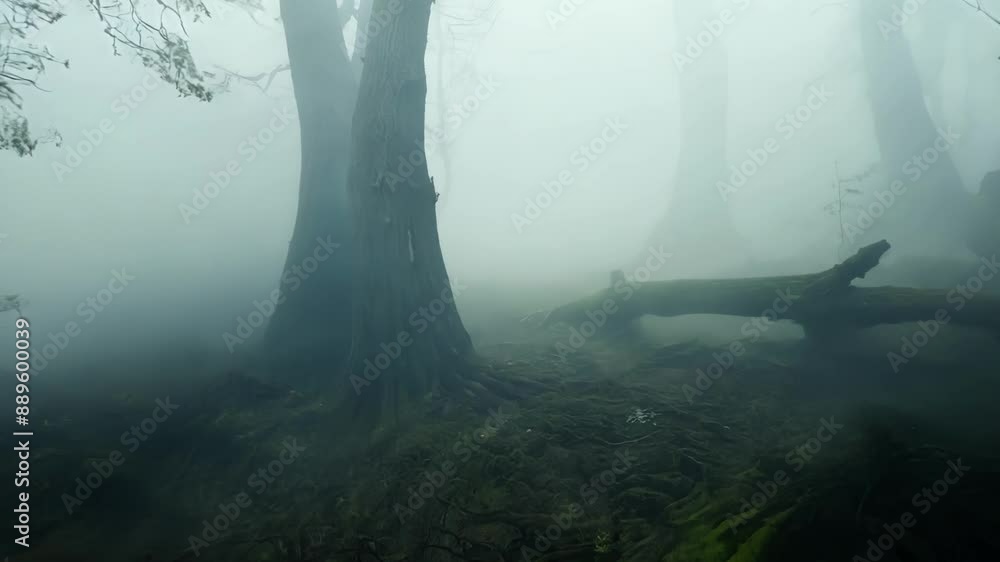 Fototapete the fog adds an element of mystery and danger to the forest as if its hiding secrets and unseen dang