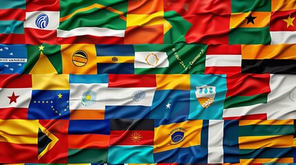 An orderly row of flags representing various nations is captured, showcasing the diversity and cultural heritage of each country, fostering a sense of unity and solidarity.