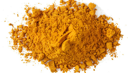 Dry curry powder isolated on white, top view