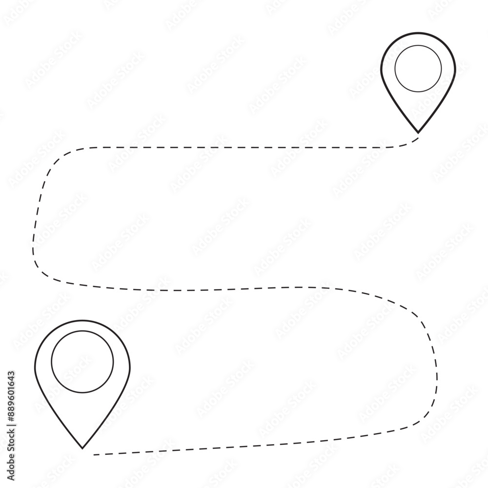 Poster road location icon. route location icon isolated on white background. location map path distance ico