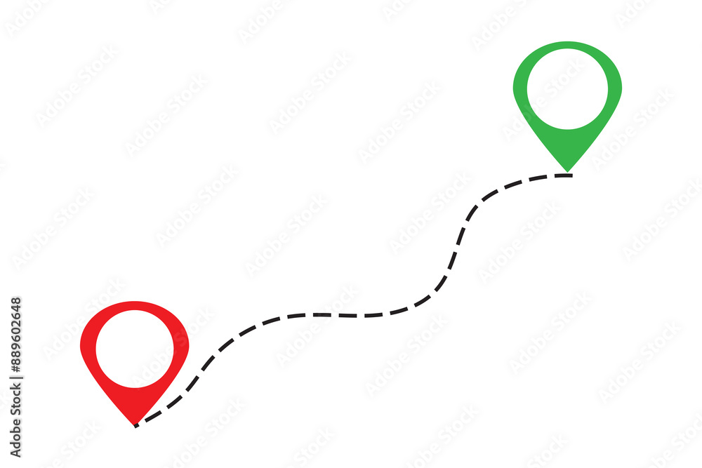 Poster road location icon. route location icon isolated on white background. location map path distance ico