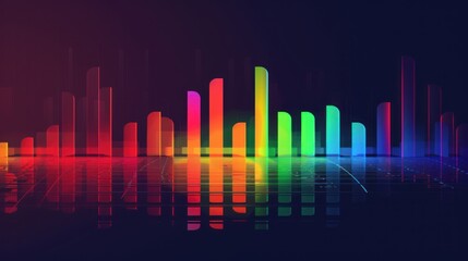 Abstract Neon Cityscape with Rainbow Hues